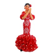 DANCER RED DRESS WHITE BORDER 14 CM